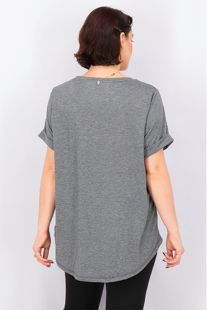 Tchibo Women Sportswear Fit Short Sleeve Training Top, Grey Heather - Image 2